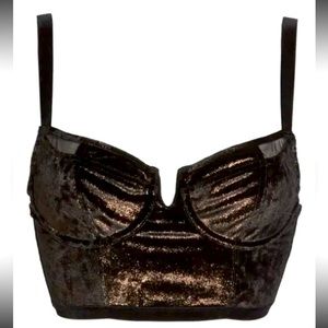 FREE PEOPLE Intimately Womens Bra Camille Velvet Black Bronze Size 34B